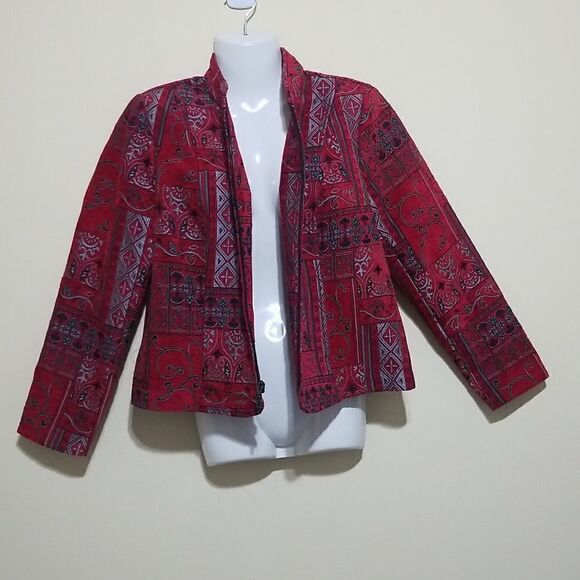 NWOT Molly and Max Red Aztec Jacket Sz Medium Petite - Picture 7 of 10